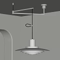 Minimalist Modern Chandelier With Layered Shade And Silver Metal Frame In White Room