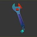 Blue Wrench Tool with Orange Accent and Small Pendant Accessory 3d model