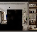Modern Living Dining Room Interior With Large TV Sofa Dining Table And Pendant Lights