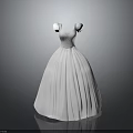Elegant White Princess Dress With Puffed Sleeves Fitted Waist And Fluffy Skirt