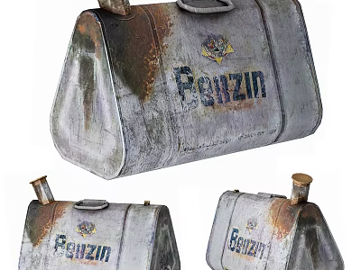 Vintage Rusty Industrial Equipment Benzin Gasoline Can With Metal Handle 3d model