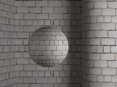 Spherical Brick Construct Featured In White Brick Wall Architectural Design Element 3d model