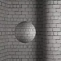 Spherical Brick Construct Featured In White Brick Wall Architectural Design Element 3d model