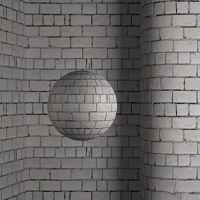 Spherical Brick Construct Featured In White Brick Wall Architectural Design Element 3d model