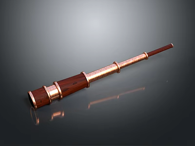 Vintage Wooden Household Item With Copper Accents And Long Tube Design 3d model