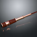 Vintage Wooden Household Item With Copper Accents And Long Tube Design