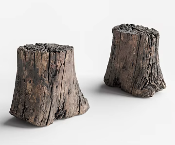 Stump Stakes Broken Wooden Stool 3d model