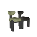 Modern Single Chair Interior Design With Green Gray Upholstery And Black Wooden Legs