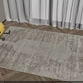 Soft Textured Light Beige Square Rug With Subtle Design On Wooden Floor Living Room Natural Light