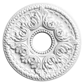 Round White Ceiling Medallion With Ornate Carved Patterns And Central Hole 3d model