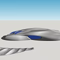 Silver Streamlined Modern Design Object With Blue Accents And Spiral Component 3d model