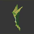 3D Rendered Bow Weapon With Gold Turquoise Sleek Design And Ornamental Glowing Accents