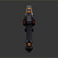 Sci Fi Pistol Design With Metallic Body Orange Accents And Mechanical Details