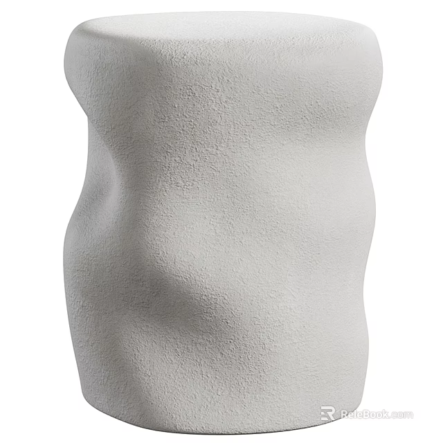 Modern White Sculptural Side Table With Curved Design And Textured Surface 3d model 