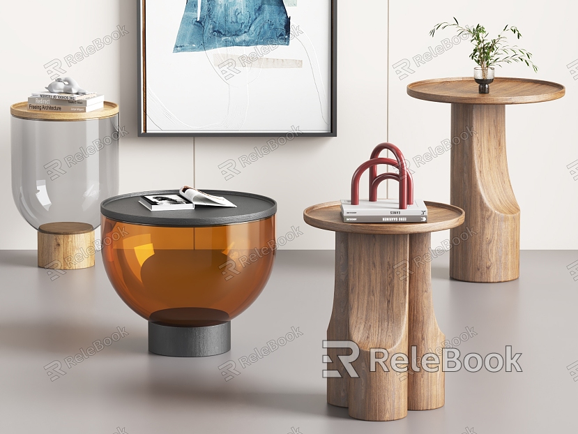 Modern Side Table Corner Table Small Coffee Table Ornaments Books model