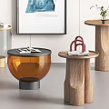 Modern Side Table Corner Table Small Coffee Table Ornaments Books 3d model