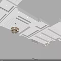 White Ceiling Design With Recessed Lighting Decorative Moldings Central Chandelier And Circular Pendant Decorations