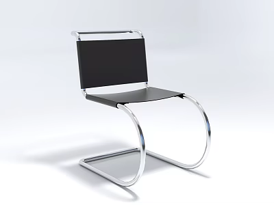 Modern Single Chair With Black Seat Backrest And Chrome Curved Metal Frame 3d model
