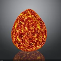 Red Egg Shaped Object With Yellow Spots Glowing On Gray Gradient Background