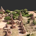 Ancient Pagoda City Architecture Model With Trees And Traditional Layout