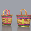 Colorful Inflatable Decorations Featuring Traditional Woven Patterns And Double Happiness Symbols