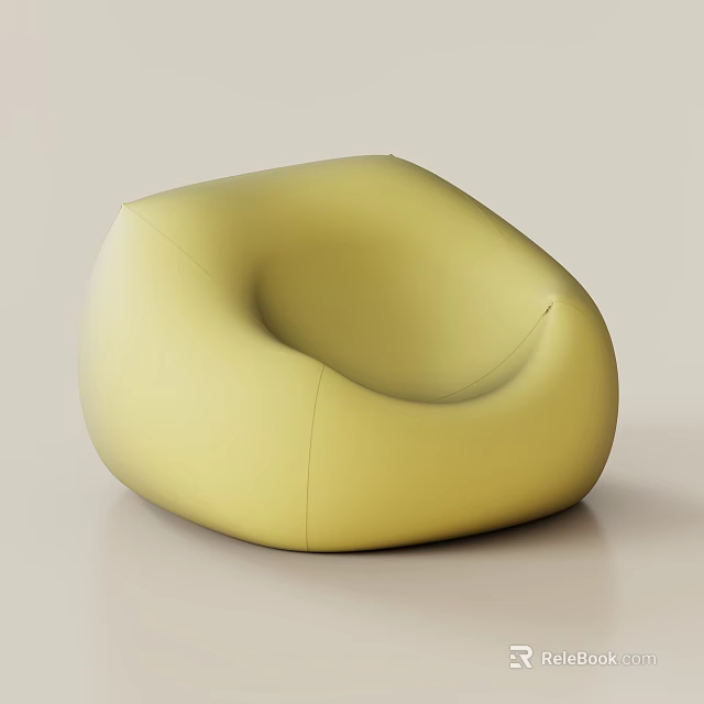 Modern Yellow Single Sofa With Cozy Bean Bag Rounded Design 3d model