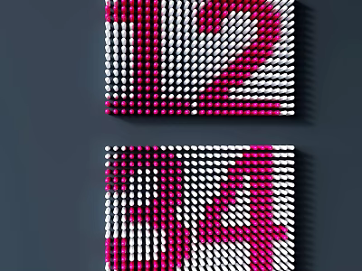 Creative Numbers 12 and 34 Formed with Red White Dots on Gray Background 3d model