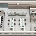 Modern Public Office Space With Open Layout Workstations Desks Chairs And Lounge Area 3d model