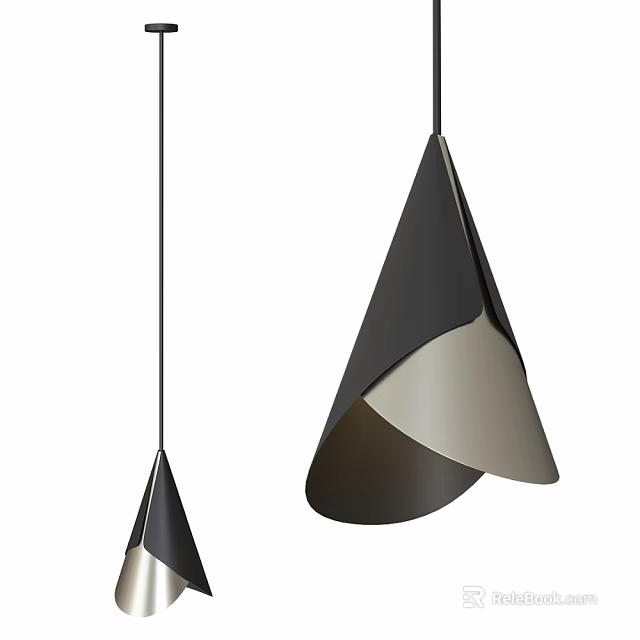 Modern Conical Pendant Ceiling Lights In Black And Beige Minimalist Design 3d model 