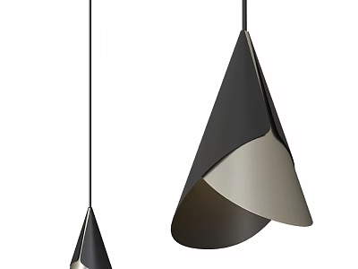 Modern Conical Pendant Ceiling Lights In Black And Beige Minimalist Design 3d model