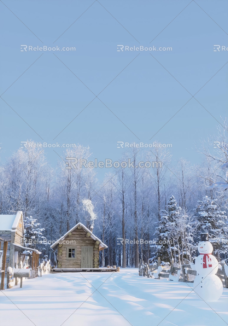 Modern Snow View Snow View Chalet Villa Little Snowman Doll Outdoor Homestay Chalet Building Snow View Chalet Homestay Exclusive Lakeside Villa model