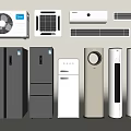 Various Modern Refrigerators And Freezers With Different Styles For Home Kitchen Use 3d model