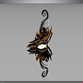 Artistic Flame Themed Bow Weapon With Orange Decorative Design And Curved Metal Parts