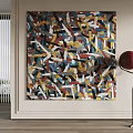 Vibrant Abstract Painting With Colorful Geometric Shapes For Modern Home Decor