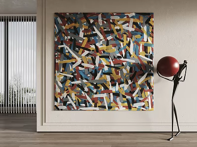 Vibrant Abstract Painting With Colorful Geometric Shapes For Modern Home Decor 3d model