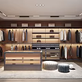 Modern Luxury Walk in Closet Interior With Recessed Lighting Clothing Racks And Shoe Storage