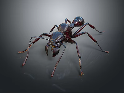Close Up View Of Black Ant With Detailed Body Structure And Long Legs 3d model