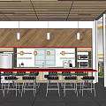 Casual bar in pantry 3d model