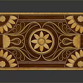 Decorative Wooden Storage Box with Intricate Carved Floral Patterns and Golden Accents on Brown Surface 3d model