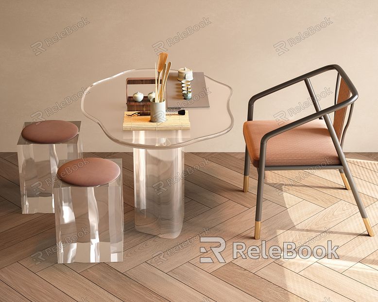 New Chinese Style Tea Table and Chair Combination Acrylic Mun New Chinese Style Single Chair Acrylic Tea Table model