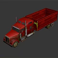 Red Dump Truck With Enclosed Cab Open Bed And Multiple Wheels On Dark Surface 3d model