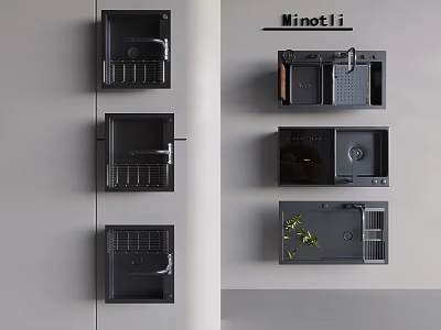 Minotii Black Kitchen Sinks With Different Designs Drainer And Modern Style 3d model