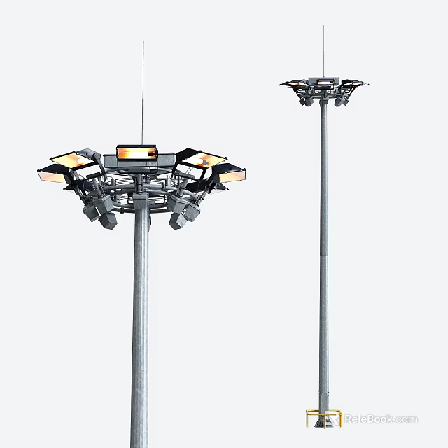 Outdoor High Mast Lights Featuring Multiple Lamp Heads For Public Area Lighting 3d model