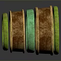 Colorful Multi Layered Ring With Green Gold Copper Bands And Textured Shiny Finish