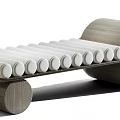 Modern sofa stool bench combination 3d model
