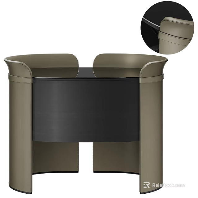 Modern Bedside Table Design With Curved Metallic Frame And Black Panel 3d model