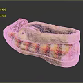 Plaid Slippers with Pom Pom Decoration Red Yellow White Light Sole for Comfortable Home Use