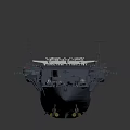 Detailed Aircraft Carrier Model With Blue Hull Red Stripes And Deck Airplanes