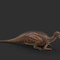Detailed Reptile Dinosaur Model With Brown Orange Scaly Skin And Long Tail