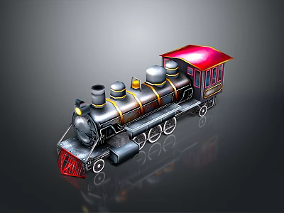 Vintage Steam Train Model With Red Roof Black Body And Gold Accents 3d model